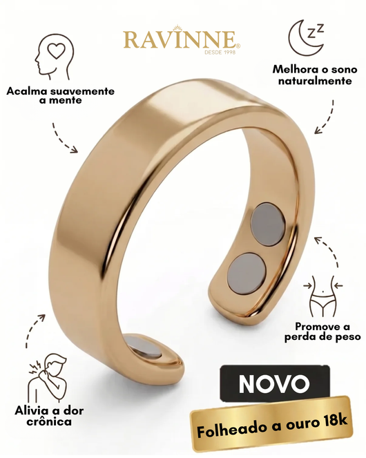 Anel RingLife™ 18K - Tecnologia para Relaxamento, Sono e Bem-Estar [Frete Grátis]