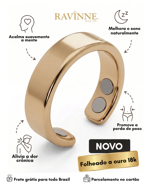 Anel RingLife™ 18K - Tecnologia para Relaxamento, Sono e Bem-Estar [Frete Grátis]
